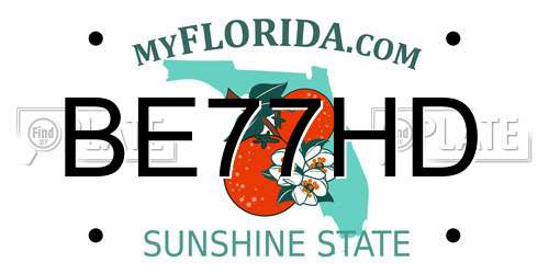 BE77HD Florida License Plate