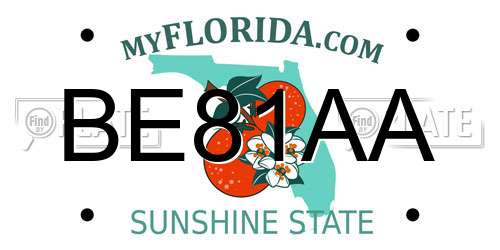 BE81AA Florida License Plate