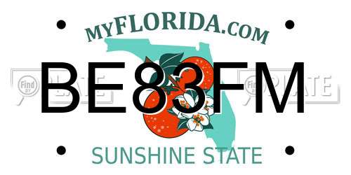BE83FM Florida License Plate