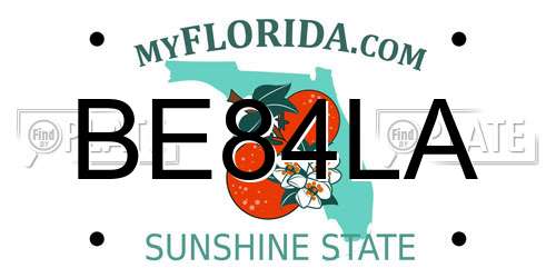 BE84LA Florida License Plate