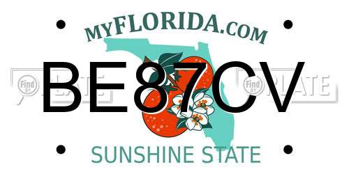 BE87CV Florida License Plate
