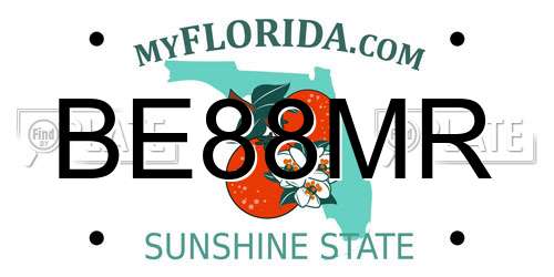 BE88MR Florida License Plate