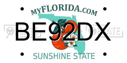 BE92DX Florida License Plate