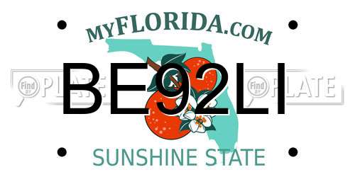 BE92LI Florida License Plate