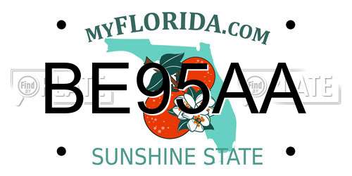 BE95AA Florida License Plate