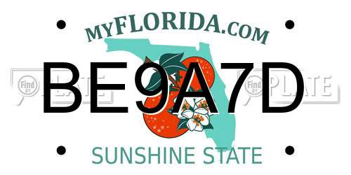 BE9A7D Florida License Plate