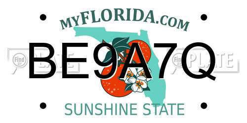 BE9A7Q Florida License Plate