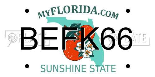 BEFK66 Florida License Plate