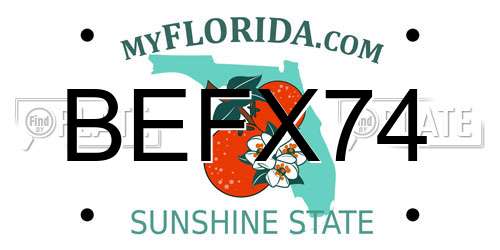 BEFX74 Florida License Plate