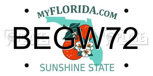 BEGW72 Florida License Plate
