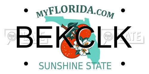 BEKCLK Florida License Plate