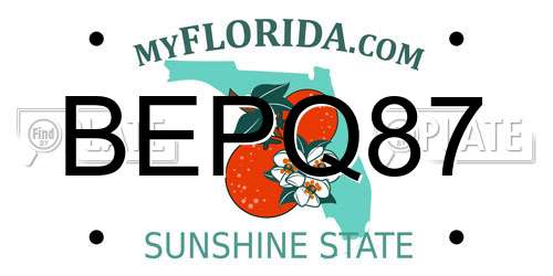 BEPQ87 Florida License Plate