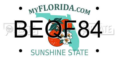 BEQF84 Florida License Plate