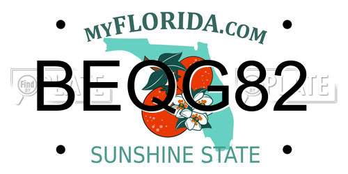 BEQG82 Florida License Plate