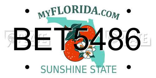 BET5486 Florida License Plate