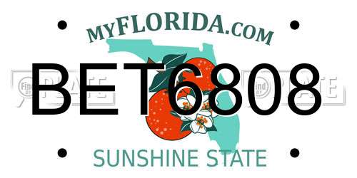 BET6808 Florida License Plate