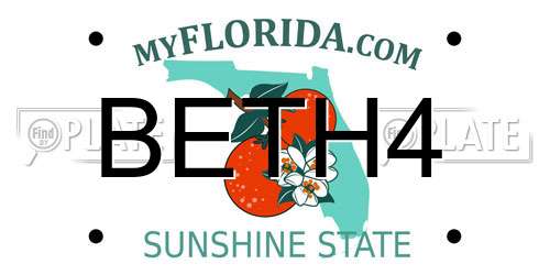 BETH4 Florida License Plate