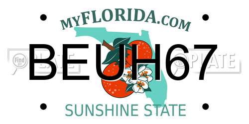BEUH67 Florida License Plate