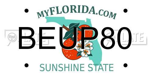 BEUP80 Florida License Plate