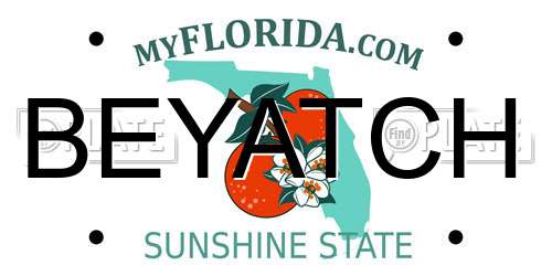 BEYATCH Florida License Plate