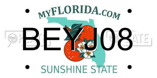 BEYJ08 Florida License Plate