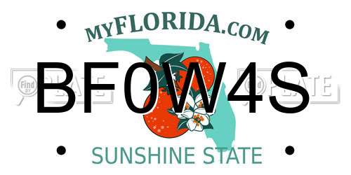 BF0W4S Florida License Plate