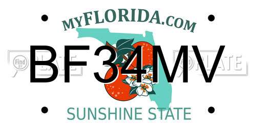 BF34MV Florida License Plate