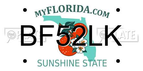 BF52LK Florida License Plate