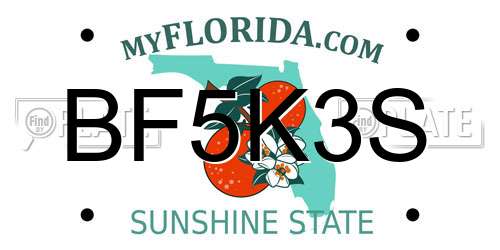 BF5K3S Florida License Plate
