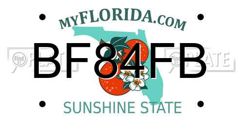 BF84FB Florida License Plate