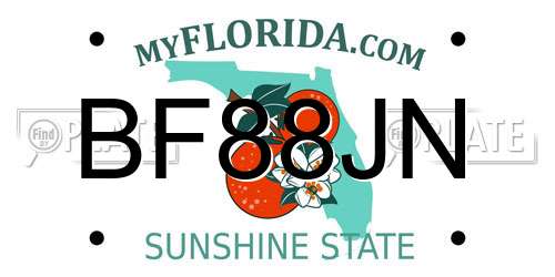 BF88JN Florida License Plate