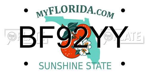 BF92YY Florida License Plate