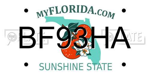 BF93HA Florida License Plate