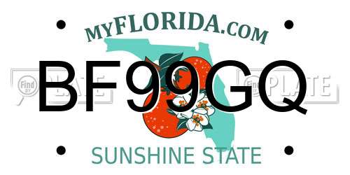 BF99GQ Florida License Plate