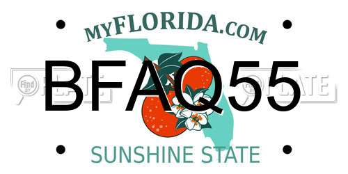 BFAQ55 Florida License Plate
