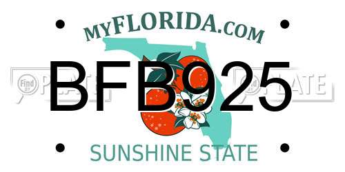 BFB925 Florida License Plate