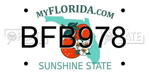 BFB978 Florida License Plate