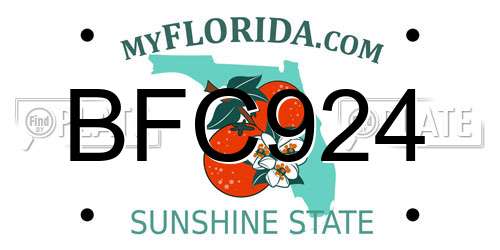 BFC924 Florida License Plate