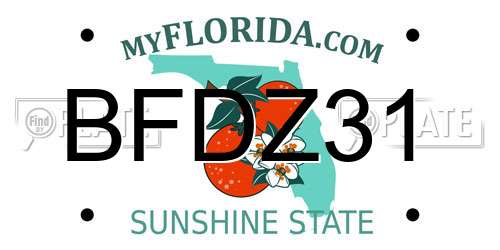 BFDZ31 Florida License Plate