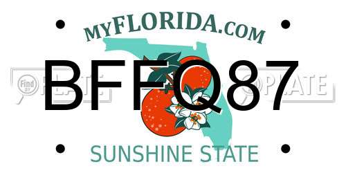BFFQ87 Florida License Plate