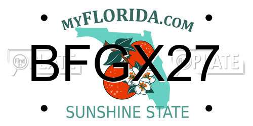 BFGX27 Florida License Plate