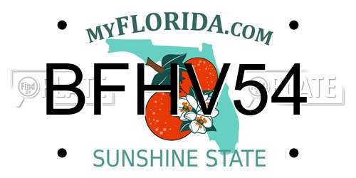 BFHV54 Florida License Plate