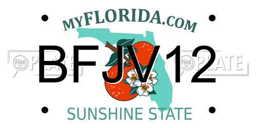 BFJV12 Florida License Plate