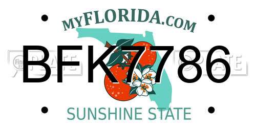 BFK7786 Florida License Plate