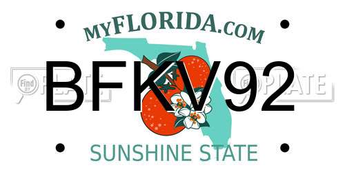 BFKV92 Florida License Plate