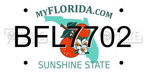 BFL7702 Florida License Plate