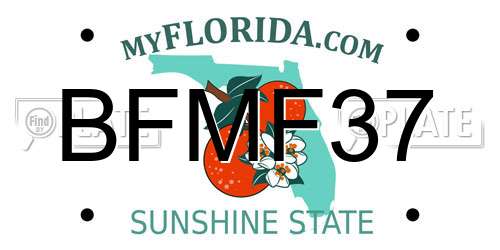 BFMF37 Florida License Plate