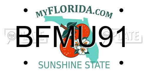 BFMU91 Florida License Plate