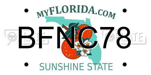 BFNC78 Florida License Plate