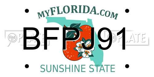 BFPJ91 Florida License Plate